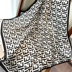 70*70cm Letter Print Silk Scarf Women Hairbands New Elagant Floral Bandana Neck Kerchief Head Bands Foulard Female Scarfs