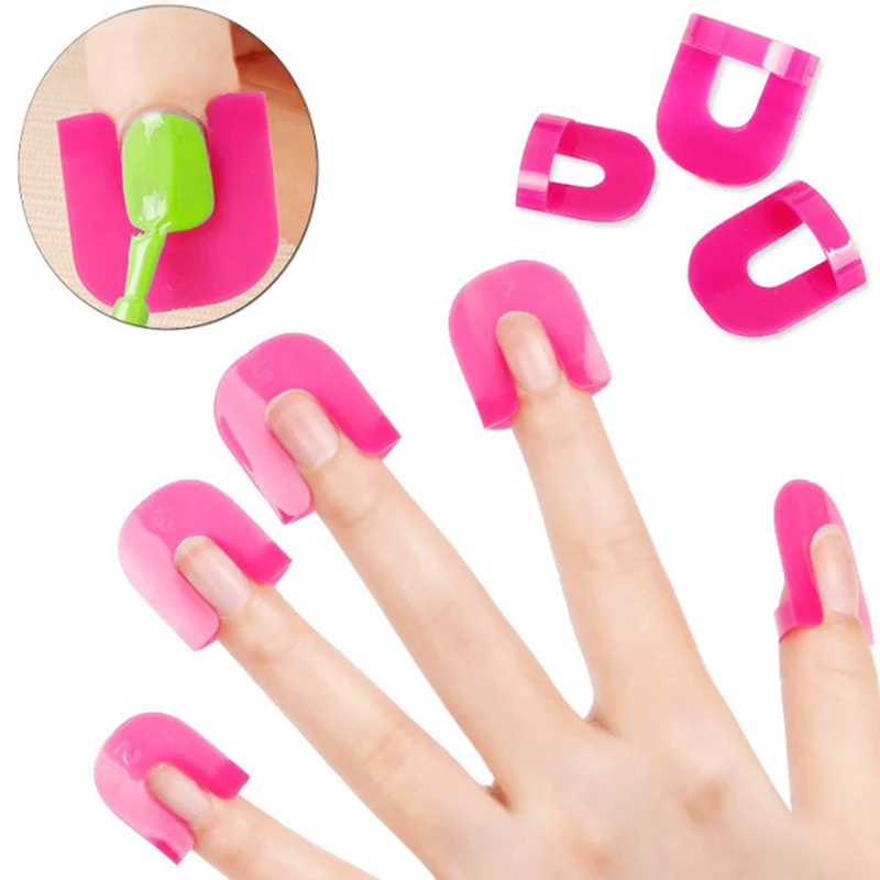 (Ce14)26pcs/set 10 Sizes G Curve Shape Varnish Shield Finger Cover Nail Protector