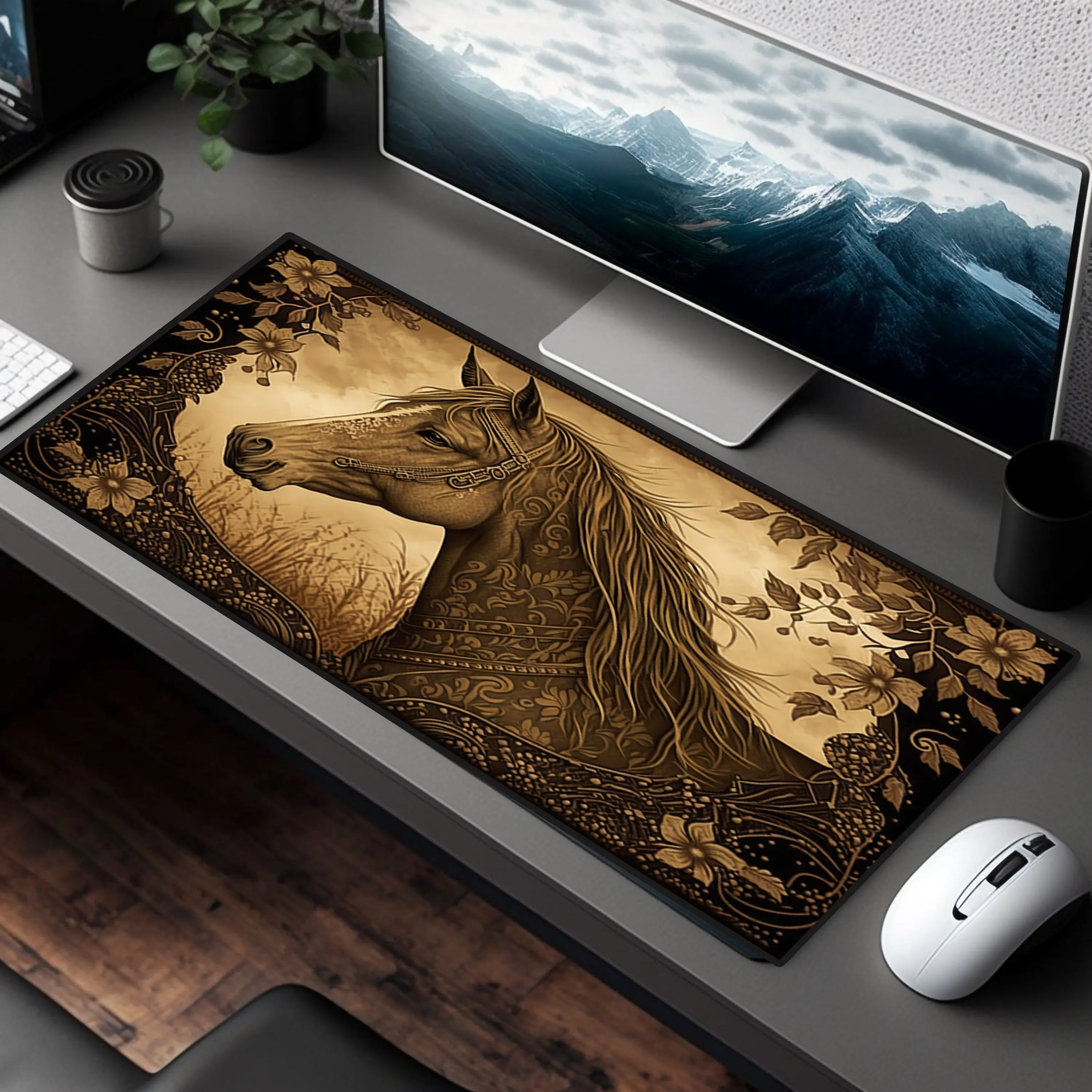 Cute Horse Desk Mat, Non-slip and Waterproof Gaming Mouse Pad,office and Gaming Desk Decoration Mat, A Perfect Gift for Friends.