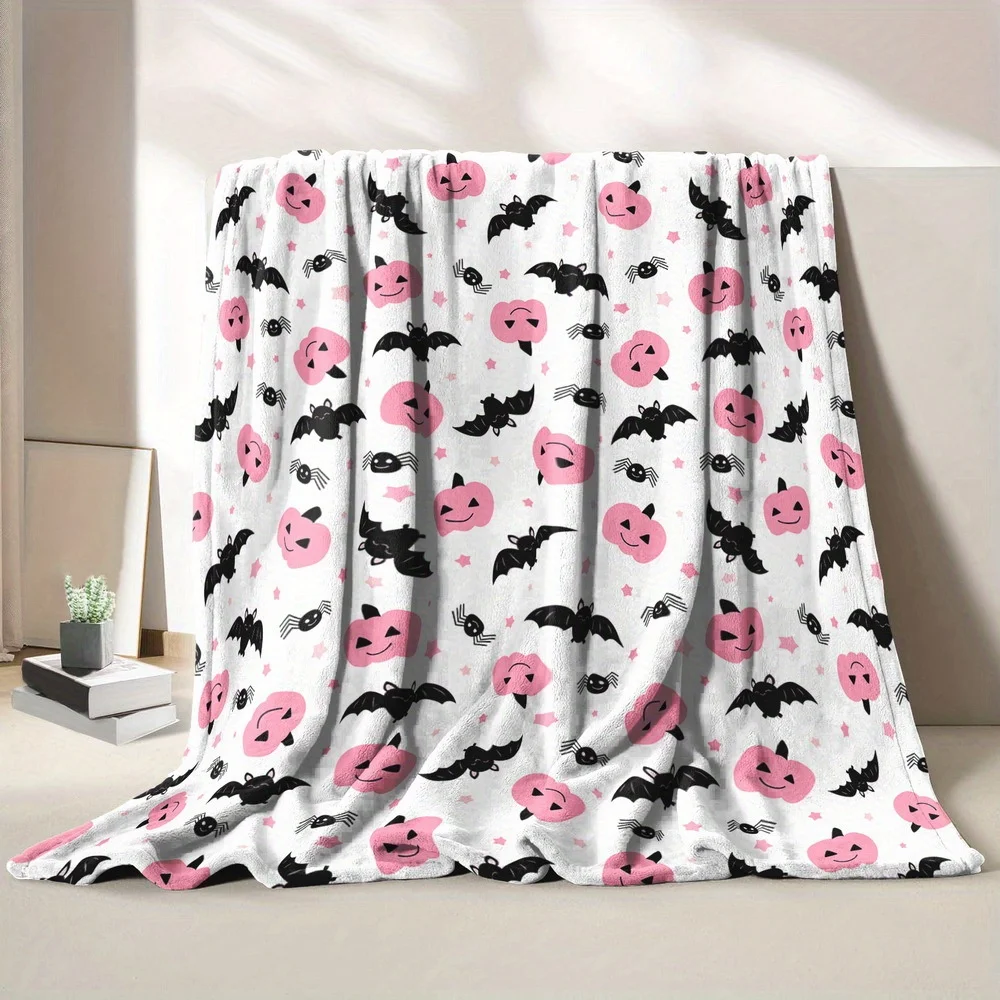 

Пушистое одеяло на Хэллоуин — принт призраков, тыкв и летучих мышей, мягкое фланелевое всесезонное уютное одеяло для дивана, кровати