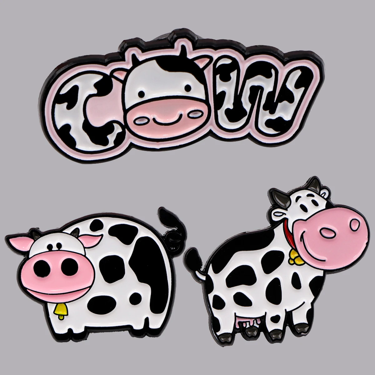 Alfileres esmaltados de vaca lechera para mujer, broches de dibujos animados para cuello, alfileres para solapa, insignia en mochila, accesorios de disfraz, regalos de joyería de animales