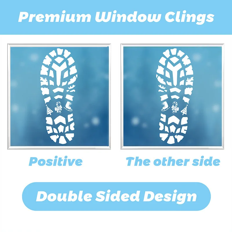 Рождественские наклейки со следами Санта-Клауса, украшения для праздничной сцены, белые следы, наклейки на домашний пол, украшения, праздничные подарки