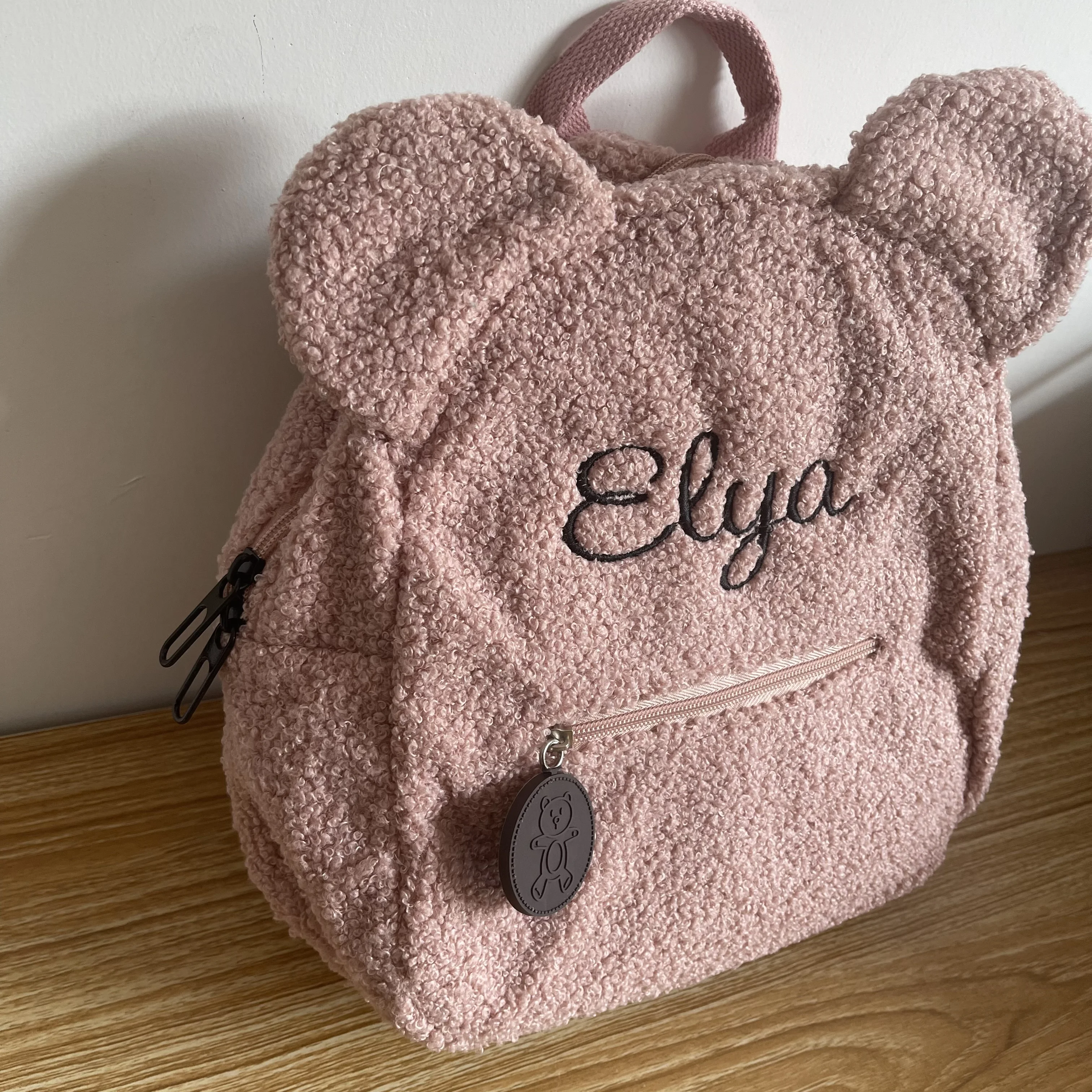 Customized Embroidery Name Bear Backpack Personalized Portable Children Travel Shopping Rucksack Women\'s Cute Bear Shoulder Bags