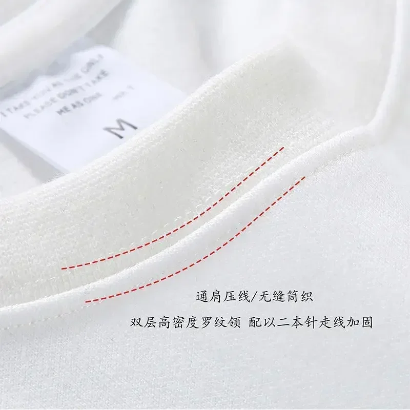 Oversized Heavy 500g Pure Cotton T-shirt Thickened Threaded Round Neck Short Sleeves Three Needle Half Sleeve Tees