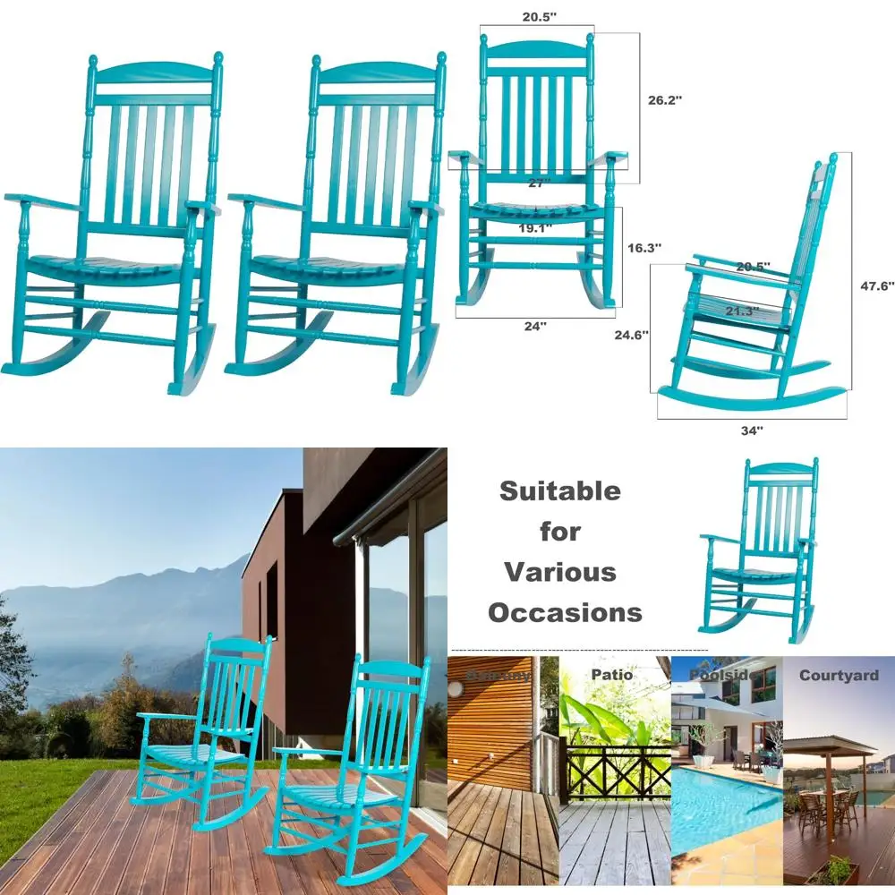 

Пара уличных кресел-качалок: прочные патио-качалки из поливуда с высокой спинкой для комфорта и устойчивости к атмосферным воздействиям, поддерживает т. д.