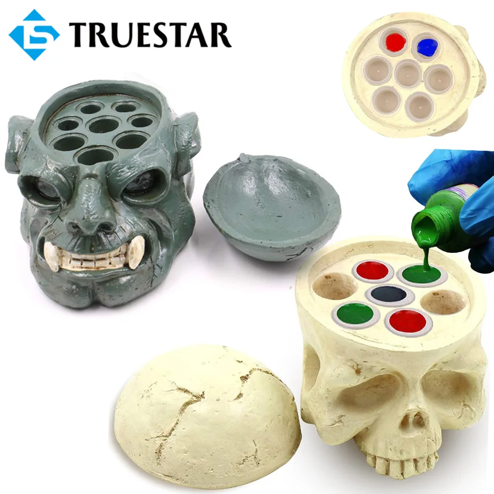 7/8 Holes Skull Tattoo Ink Cup Stand Holder Hard Resin Ink Pigment Cap Container Permanent Makeup Tool Tattoo Kit Supplies