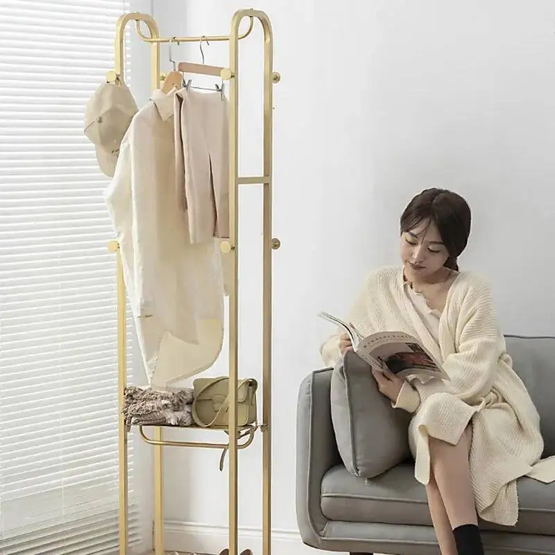 Foldable Floor Coat Rack Standing Metal Hanging Shelf Clothes Rack Storage Multi-hanger Entrance Hall Porte Vetement Furniture