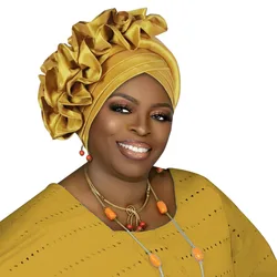 Gorro turbante con volantes para mujer, gorro africano para la cabeza, tocado femenino nigeriano, tocado para fiesta de boda