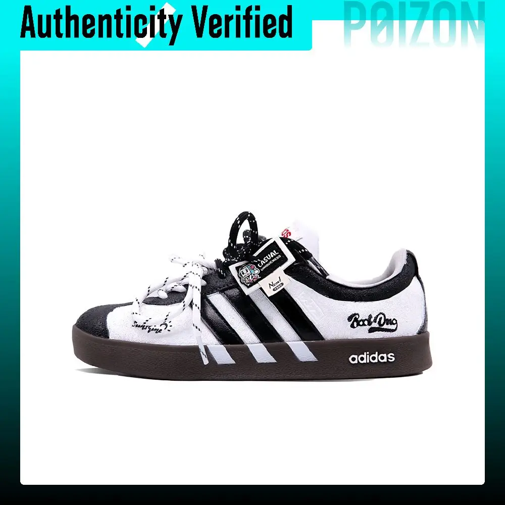 Adidas VL COURT 2.0 Skate Shoes Unisex Low Top Black, Brown, White & Multicolor HQ1802(Team164-