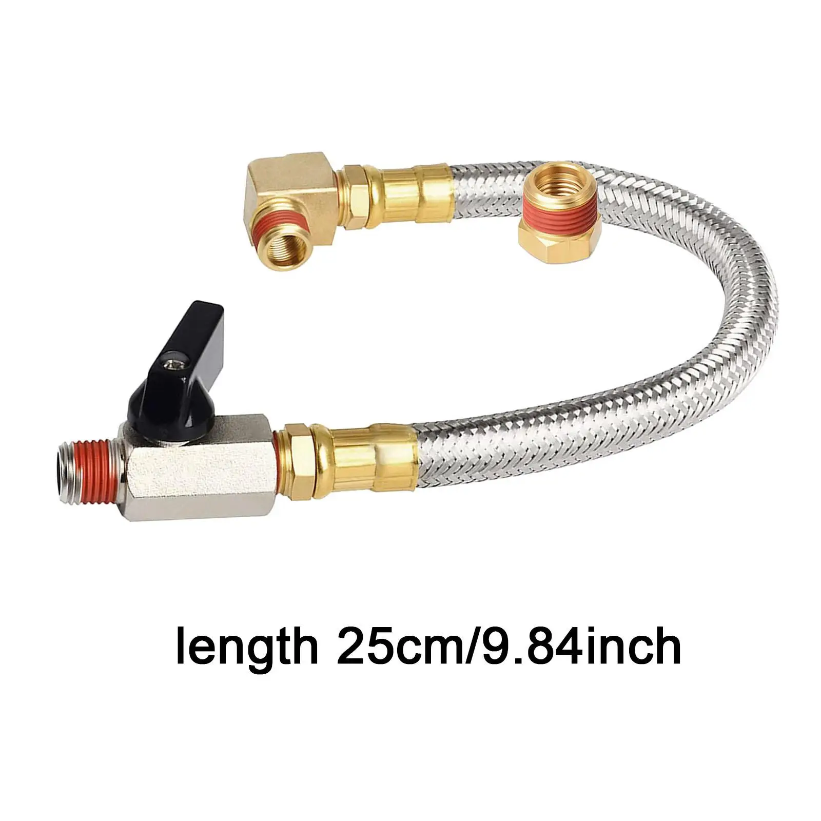 Durable Metal Braided Hose Drain Valve 1/4NPT Quick Adapter Flexible Assembly Kit for Air Compressor Upkeep