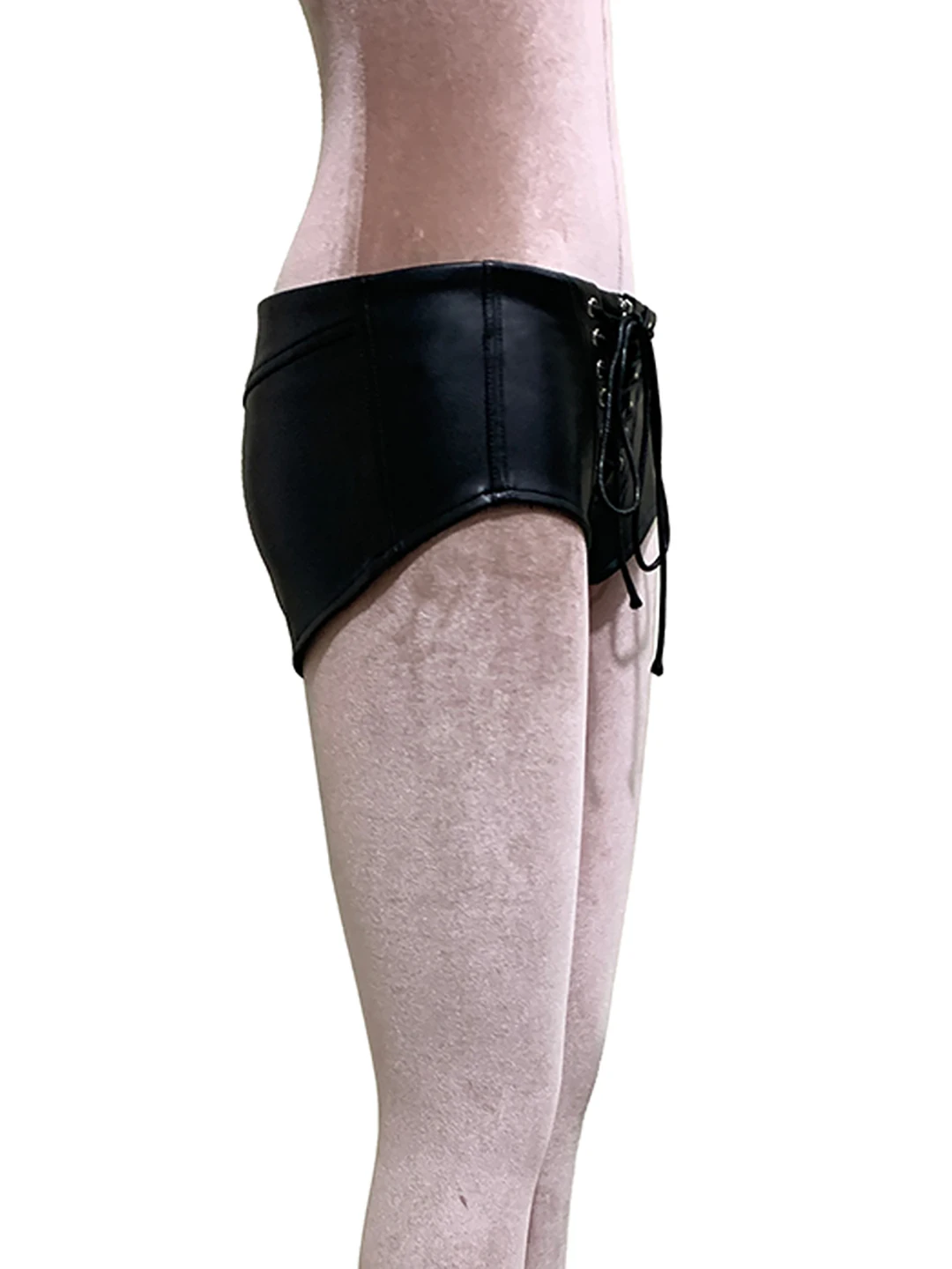 Nerazzurri Low Waist PU Leather Shorts Women's Sexy  Skirt Tight Fit Butt Covering Black Leather Pants Spring Autumn