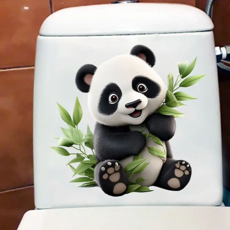 MT09# Cute Panda  Toilet Seat Stickers Self-adhesive Animal Stickers Toilet Bathroom Decoration Water-proof Decal