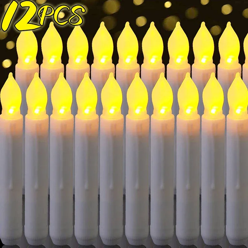 

1/12PCS LED Flameless Candles Long Handled Battery Operated Warm Candle Light DIY Wedding Party Valentine's Day Table Decoration