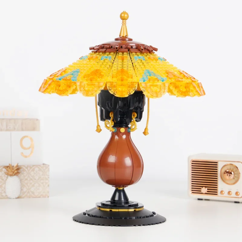 804PC Retro Tafellamp Bouwstenen Speelgoed Creatieve Ideeën Bureaulamp Licht Model Bakstenen Kinderen Speelgoed Volwassen Meisje Gift Woondecoratie