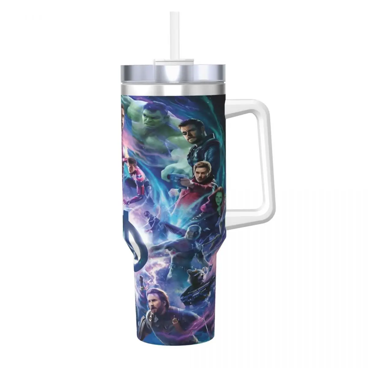 Marvel Heroes Avengers Stainless Steel Tumbler Travelist Thermal Cup With Straws and Lid 40oz Car Mugs Cold and Hot Water Bottle