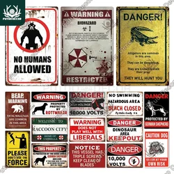 Putuo Decor Warning Vintage Metal Sign Plaque Metal Retro Tin Sign for Bar Club Park Backyard Home Man Cave Wall Decor