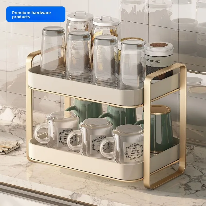 

Double Layer Glass Cup Ra Home Storage Organizer Tea Cup Water Bottle Holder Drain Tray Utensil Holder Kitchen Accories