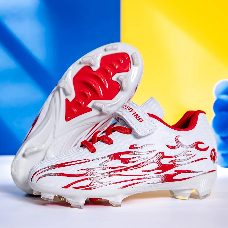 Пара детских четырехсезонных кожаных футбольных бутсов с длинными заклепками, износостойкие футбольные бутсы, размеры 30-39, XJL-25001-1