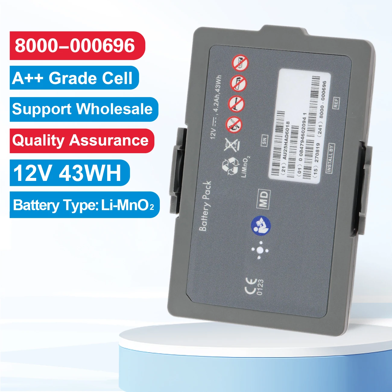 8000-000696 Battery Replacement For AED 3 Defibrillator 12V  4.2Ah/43Wh