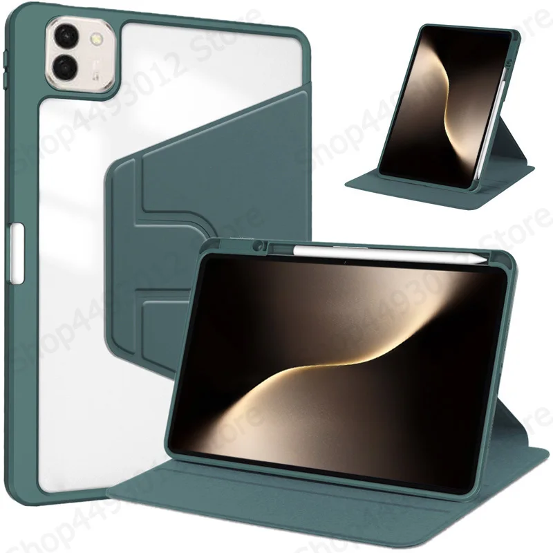 

Чехол для Honor Magic Pad 3 с держателем для ручек, вращающийся на 360 градусов кожаный акриловый прозрачный жесткий чехол-подставка для Honor Magicpad 3, чехол 13,3 дюйма