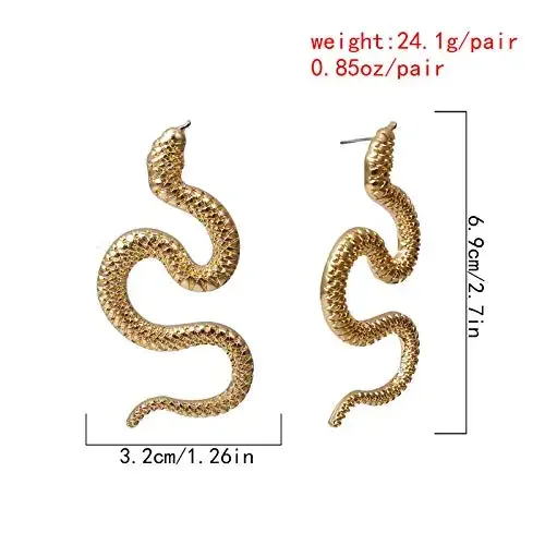 Fashion Gold Snake Stud Earrings Silver Animal Tassel Stud Earrings for Women Seaside Vacation Beach Party Prom Jewelry Gift