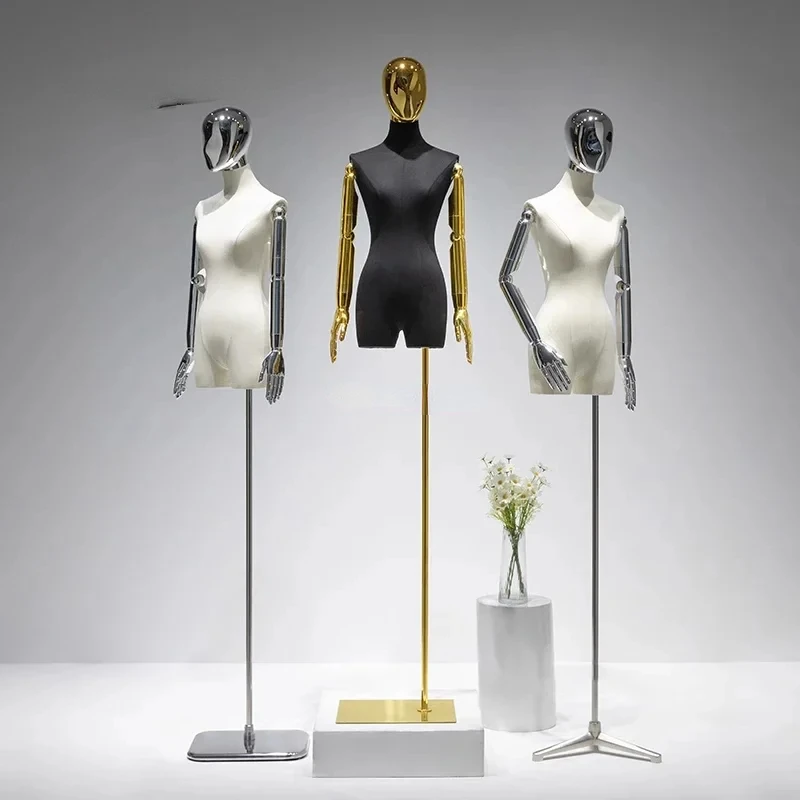 Clothing Store Mannequins Female's Clothing Electroplating Linen Model Stands Props Female Dummy Mannequin Display Stands T