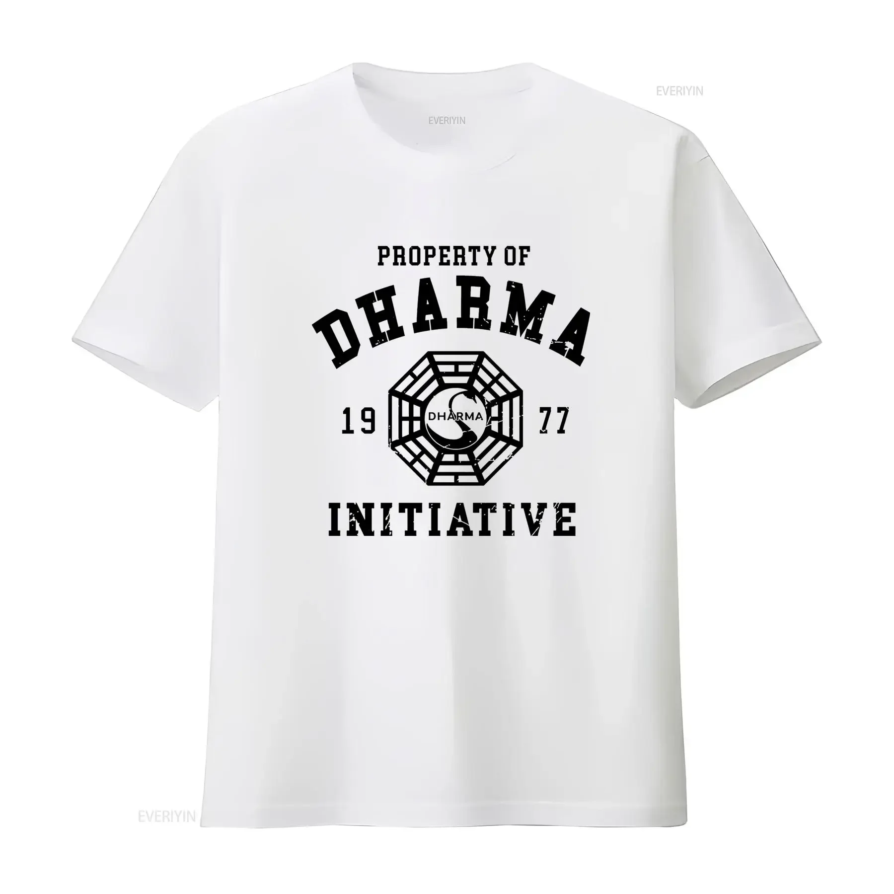 DHARMA Initiative 1977 TV SHOW LOST Cotton T Shirt Retro Style High Quality Print Comfortable Wear vintage Washed homme