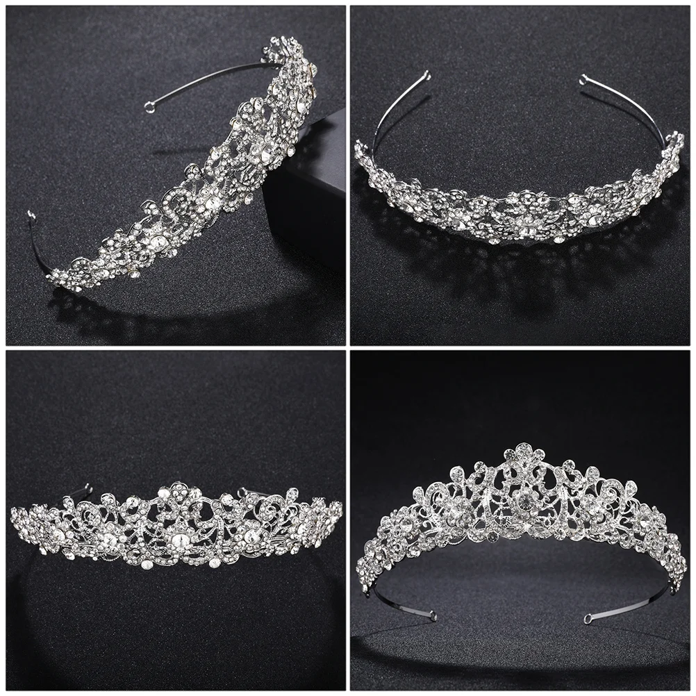 

1 шт., повязка для волос с короной, винтажная свадебная тиара со стразами, круглая свадебная тиара из сплава, аксессуар для волос, свадебная корона для невесты