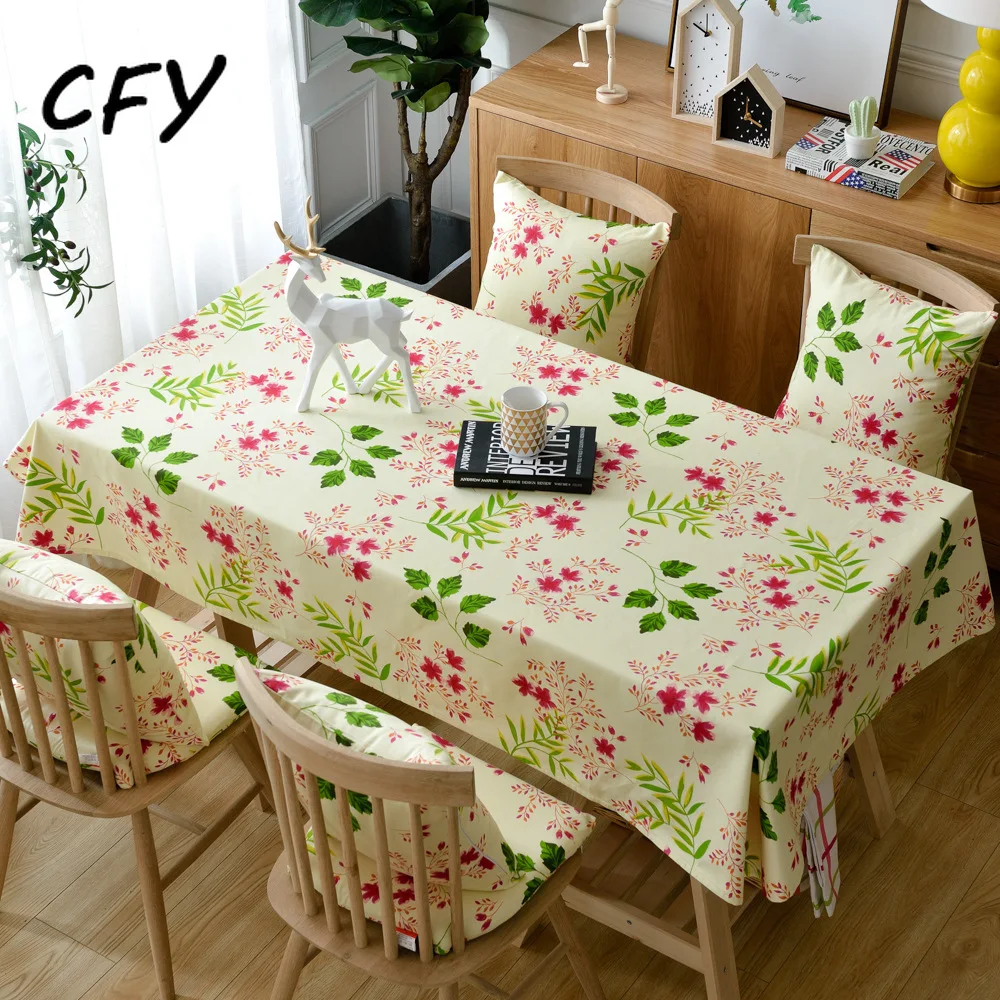 

American Flowers and Leaves Cotton Linen Rectangular Tablecloth Home Coffee Dining Table Fireplace Microwave Cover