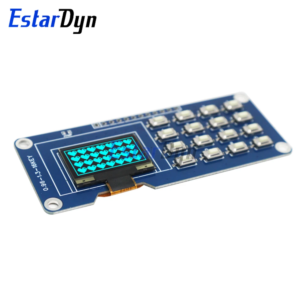 شاشة OLED مقاس 0.96 بوصة مع وحدة لوحة مفاتيح 4x4، SSD1315 128x64 Arduino متوافقة مع مشاريع DIY وRaspberry Pi