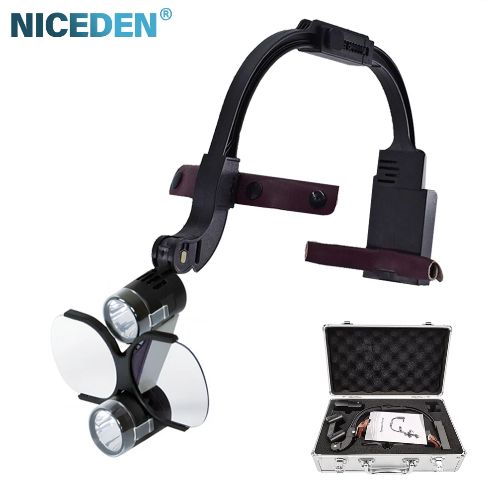 

Den tal LED Headlight Binocular Loupes 2.5X 3.5X Headband Type 5W Dentist Surgical Headlamp Binocular Magnifier