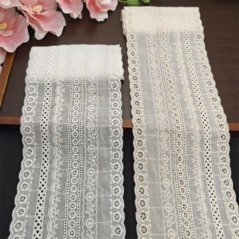 

11CM Wide Lolita Fashion Clothing Cotton Combed Embroidered White Lace, Underwear Home Textile Decoration DIY Fabric 2025