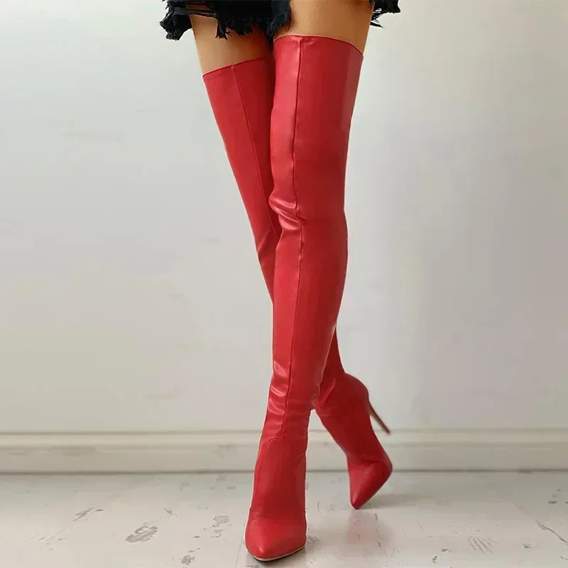 NONE Damenstiefel, hoher Absatz, 11 cm, Overknee-Stiefel, große Größe 34–43, Reißverschluss hinten, modische Persönlichkeitsstiefel 4