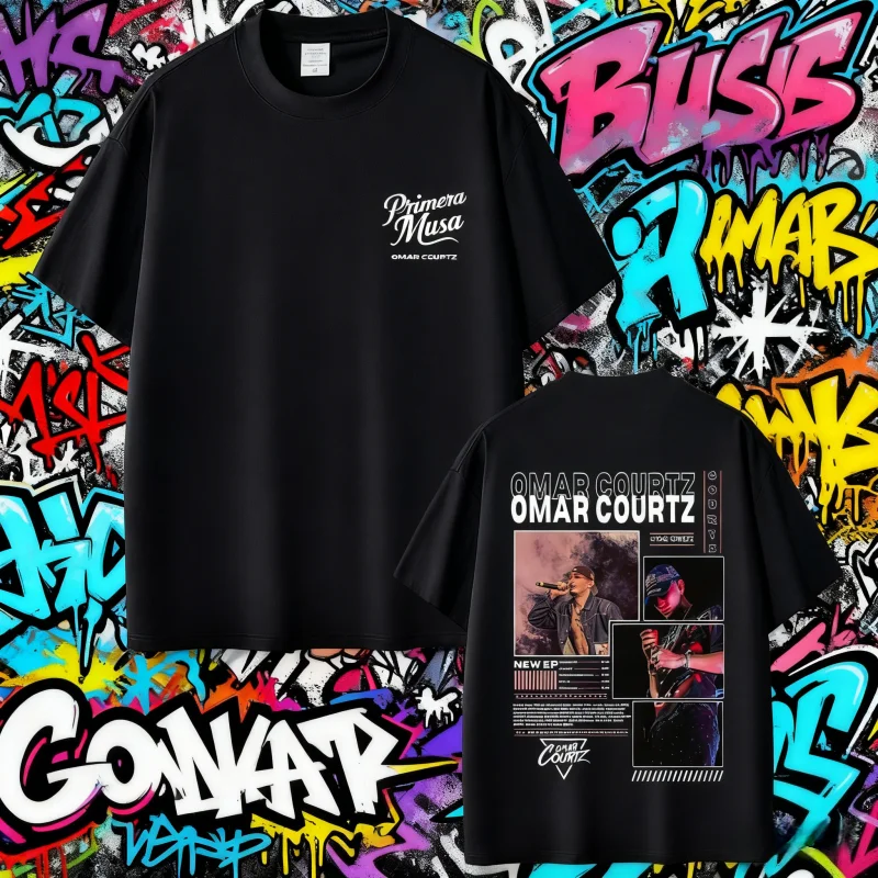 

Лето 2025 года, рэпер Омар Кордц Прибера Муса, футболки с графическим принтом для мужчин и женщин, футболка в стиле хип-хоп большого размера из 100% чистого хлопка с принтом