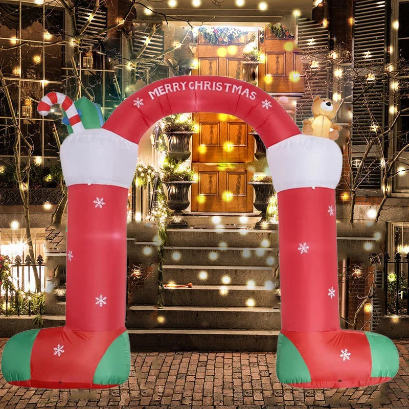 300cm Tall Inflatable Merry Christmas Arch with LED Lights Navidad Noel Welcome Arch Christmas Party Decoration Props