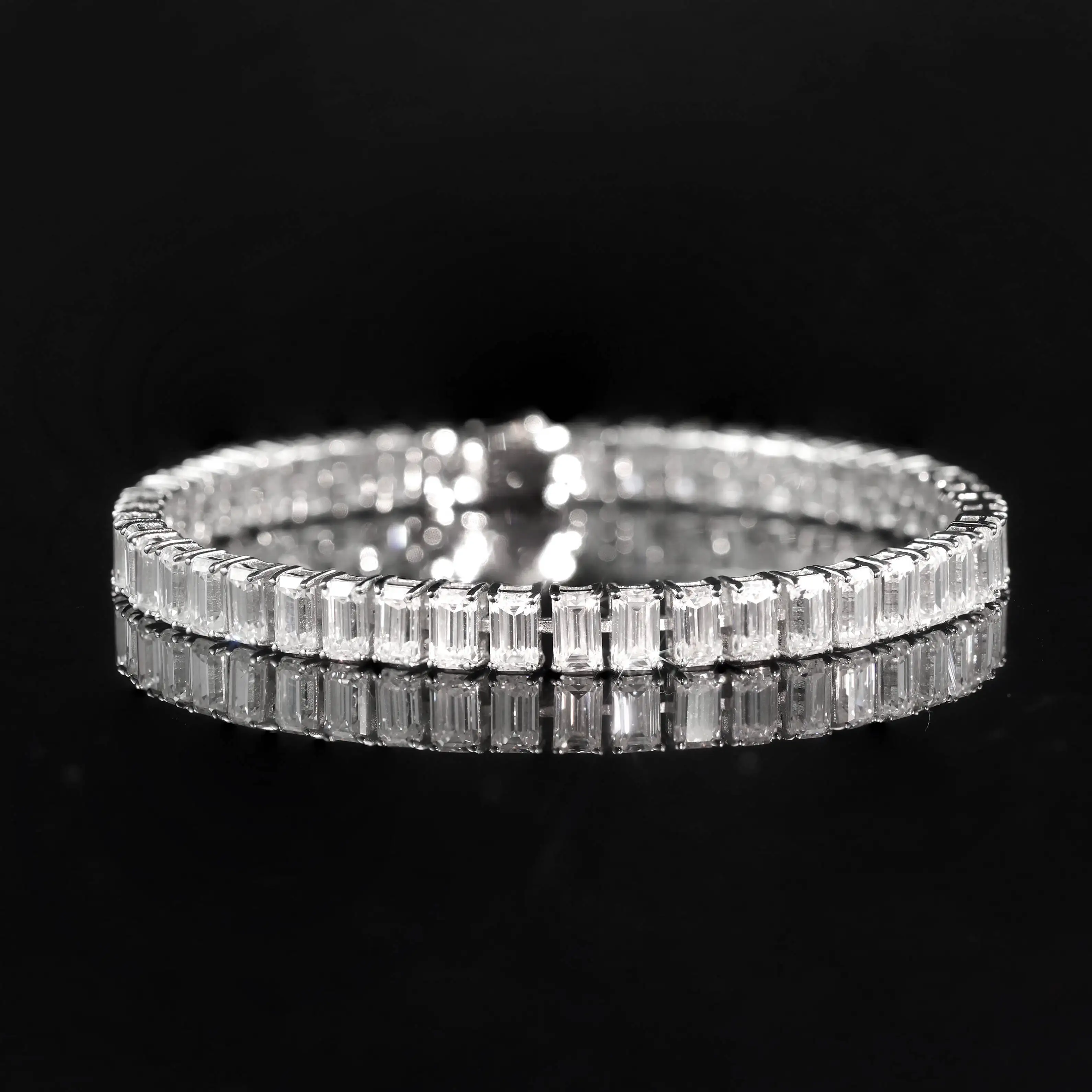 S925 necklace Moissanite Pass Diamond Tester Unisex Claw Set Emerald Cut 3x5mm 6.5IN Moissanite Diamond Bracelet 5mm 925 Ster