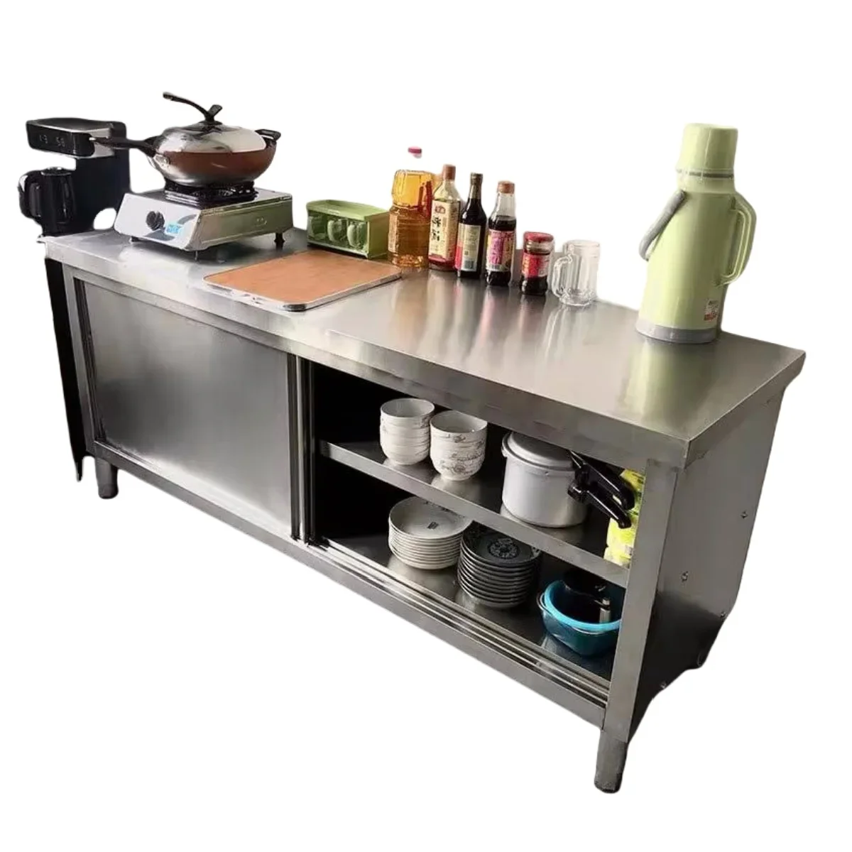 Commercial Multipurpose Kitchen Equipment Stainless Prep Table  Stainless Steel Restaurant Work bar Table Cabinet Support Custom
