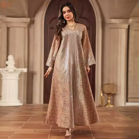 Zahraa New Dubai Luxury Woman Evening Dress Sequins Abaya Muslim Embroidered Kaftans Woman 2026