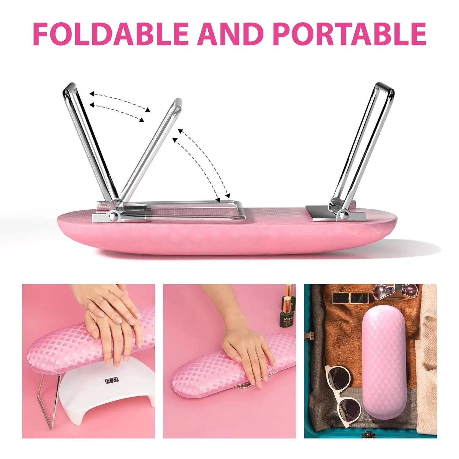Nail Arm Rest Professional Microfiber Leather Nail Hand Rest Stand for Acrylic Nails Cushion Hand Holder with Non-slip