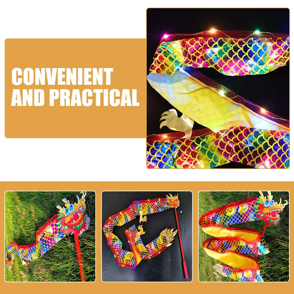 

2 шт., 2 м, износостойкая светящаяся лента с изображением дракона, интересный реквизит для танцев, лента для детских выступлений, детская игрушка