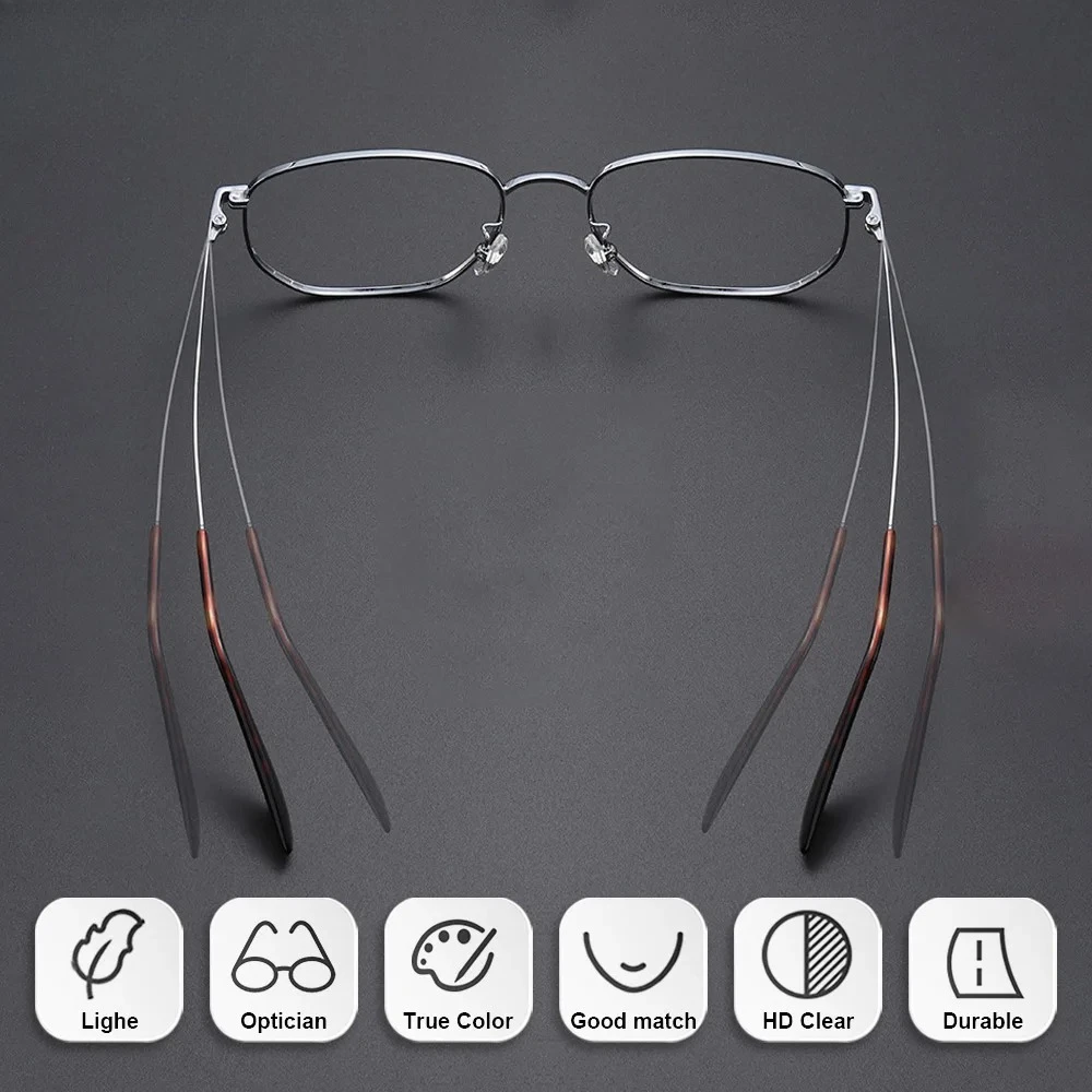 KUXA (XL) ヴィンテージニュートラル合金近視フォトクロミック処方メガネ高品質ブルーライトフィルター累進眼鏡