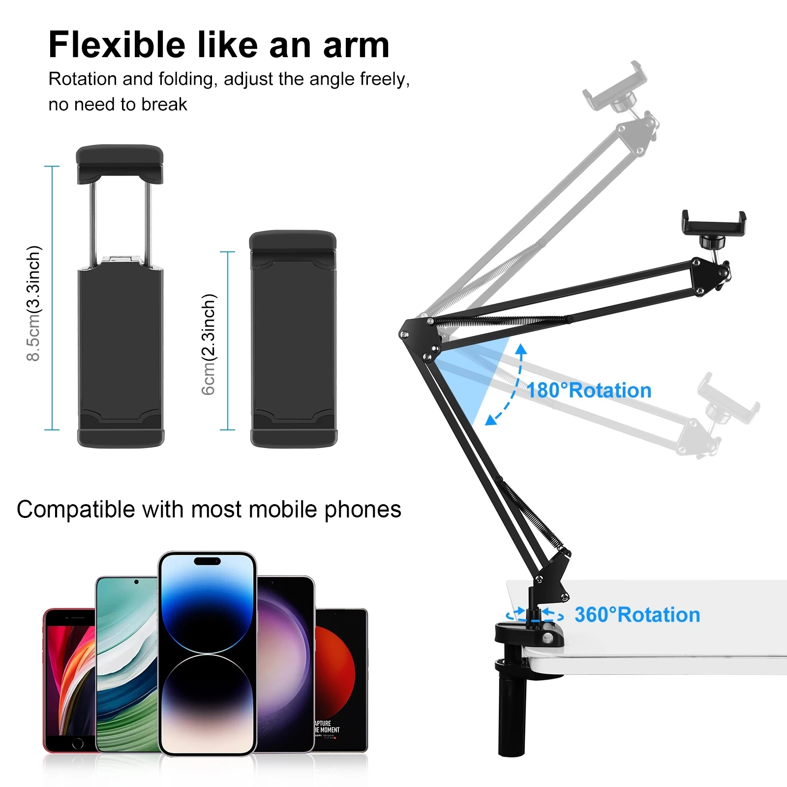 PULUZ Live Broadcast Desktop Articulating Arm Holderwith Phone Clamp For Photography Live Stream