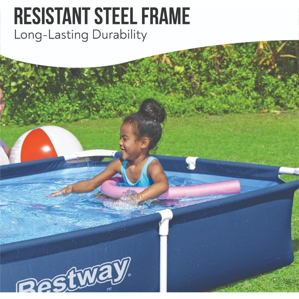 Pool | Swimming Pool, Rectangle Above Ground Fast Set Pool, Children’s Detachable Pool, Multiple Sizes, Blue, 221 x 150 x 43 cm