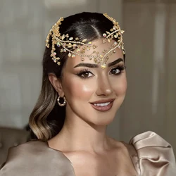 DZ215 Wedding Forehead Hair Pieces Princess Tiara Party Headdress Bride Jewelry Wedding  Head Chain with Comb Party Headband