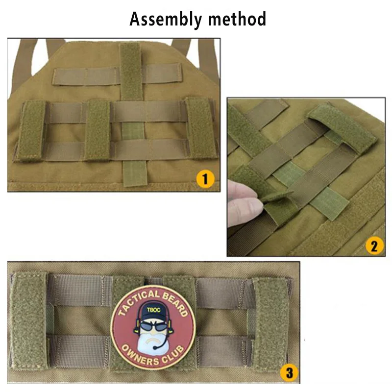 4PCS/SET Attaching Tactical Molle Strip ID Patches with Hook and Loop Fastener Buckle Hook Molle Backpack Vest Tape Patches