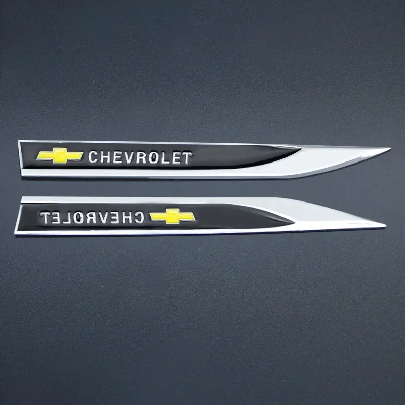 2pcs Car Emblem Car Fender Sides Metal Blade Sticker Decal For Chevrolet Sail Onix Corsa Aveo Sonic Spark 2021 Car Accessories