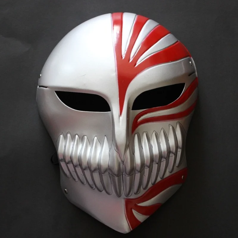 1PC Plastic Death Ichigo Kurosaki Bleach Mask Christmas Dance Masquerade Party Cosplay Halloween Full Face Black Red Cool Mask