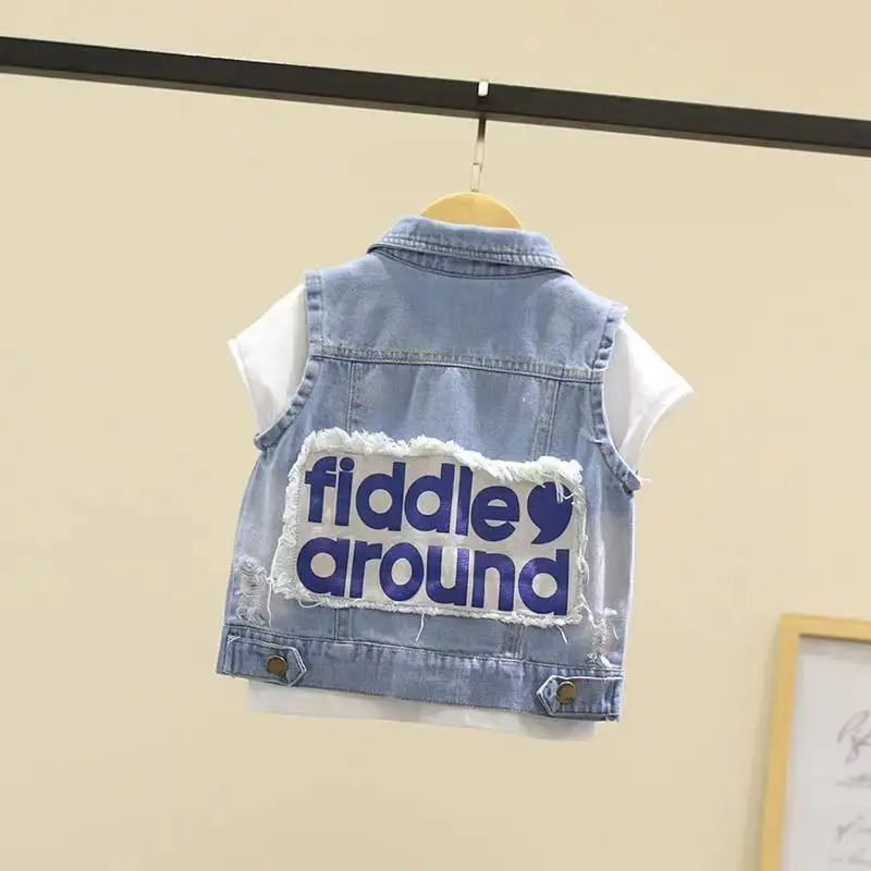 

Childrens Denim Vest Baby Childrens Spring 2023 New Childrens Summer Vest Baby Top Boys Camisole Boys Denim Vest