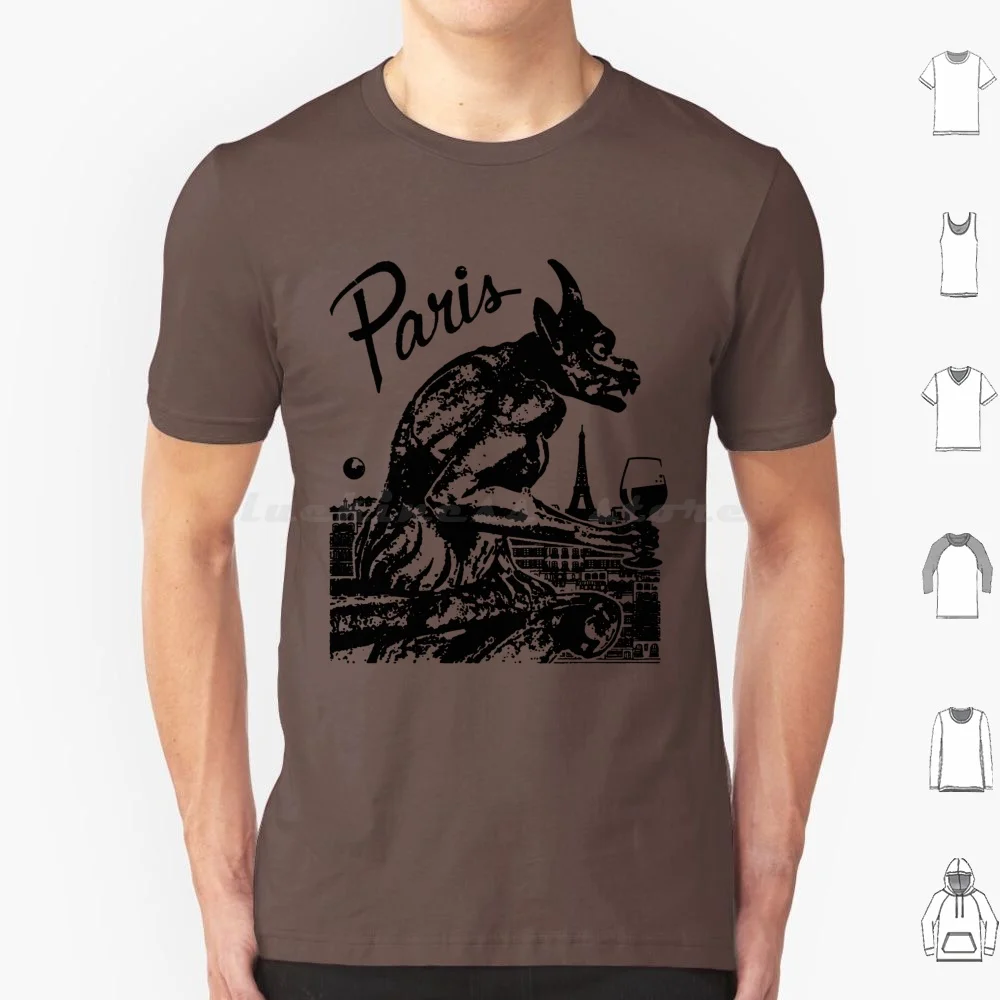 Paris France Vintage Paris Gargoyle Absinthe Wine Drinking Cathedral For Men Women Ladies Bar Eiffel Tower T Shirt Men Women