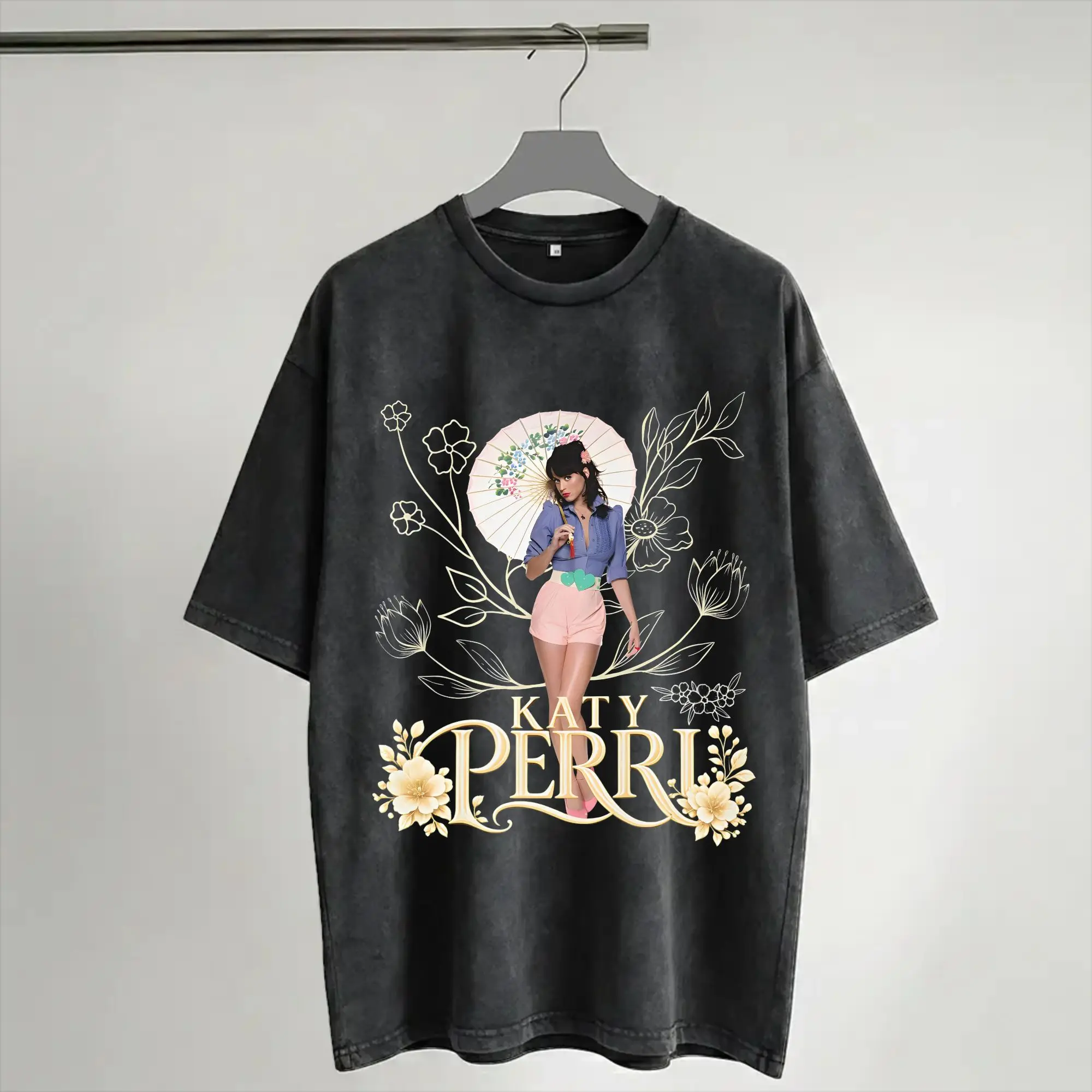 2026 Katys Perrys Tour T Shirt Hip Hop Washed Short Sleeve Harajuku T-Shirt  Vintage for Men Women Streetwear Summer Tees